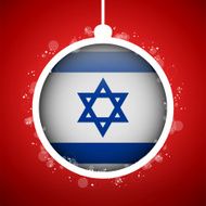 Merry Christmas Red Ball with Flag Israel