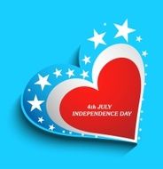 4th july american independence day heart with star blue vector