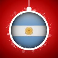 Merry Christmas Red Ball with Flag Argentina
