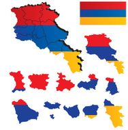 Vector Armenia map with flag