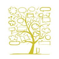 Sketch of tree with arrows and frames for your design