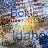 Idaho Word Grunge collage on background
