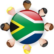 South Africa Flag Button Teamwork People Group
