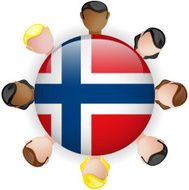 Norway Flag Glossy Button with People