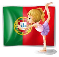 young girl in front of the Portugal flag N2