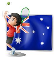 Athlete in front of the Australian flag