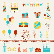 Happy Birthday party icons set
