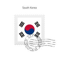 South Korea Flag Postage Stamp