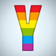 Gay Pride Glass Alphabet with Rainbow Flag N5