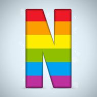 Gay Pride Glass Alphabet with Rainbow Flag N6