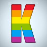 Gay Pride Glass Alphabet with Rainbow Flag N7