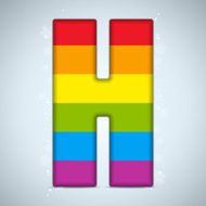 Gay Pride Glass Alphabet with Rainbow Flag N9