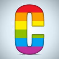 Gay Pride Glass Alphabet with Rainbow Flag N11