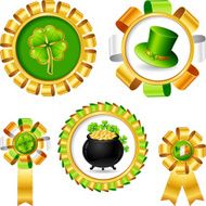 Award ribbons with Saint Patrick&#039;s day objects