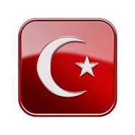Turkish icon glossy red isolated on white background
