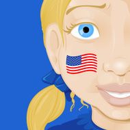 Cute Girl with USA Flag on Cheek N2
