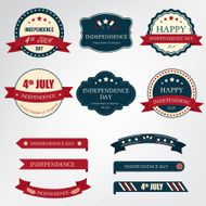 Set of independence day label and ribbon