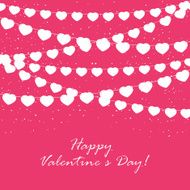 Pennants from hearts on pink background