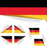 German Flag behind Curled Paper