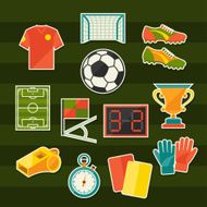 Soccer (football) sticker icon set in flat design style