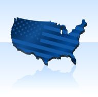 USA 3D Map with flag