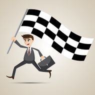 cartoon businessman with racing flag