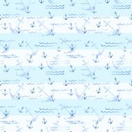 Seamless pattern Anchor and waves