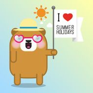 Cute teddy bear in summer