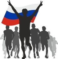 Winner with the Russia flag at finish