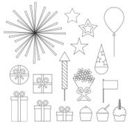 Birthday party icons set N4