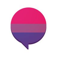 comic balloon with a bisexual pride flag