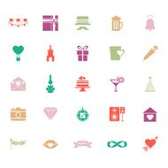 Happy anniversary flat color icons on white background