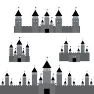 set black castle on white background Vector