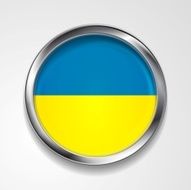 button with stylish metallic frame Ukrainian flag