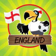 Football Mascot (Bird) Characters with flag on Light Green Background N20