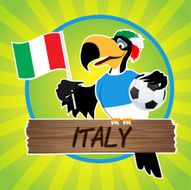 Football Mascot (Bird) Characters with flag on Light Green Background N22