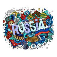 Winter Russia hand lettering and doodles elements background N2