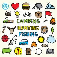 Cartoon camping icons
