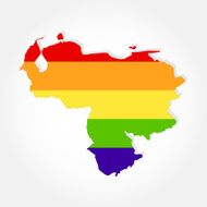 Rainbow flag in contour of Venezuela
