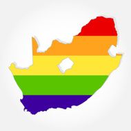 Rainbow flag in contour of South Africa