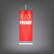Black friday Vertical red flag at the pillar
