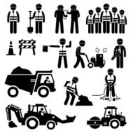 Road Construction Worker Stick Figure Pictogram Icons