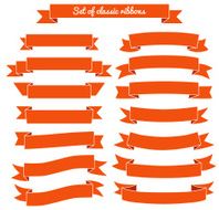 Set of red ribbon banners Vector illustration