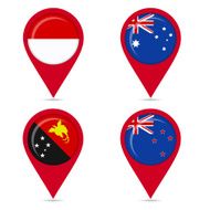 Map pin icons of national flags countries Australis