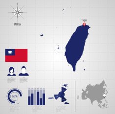 TAIWAN flag Asia World Map N2