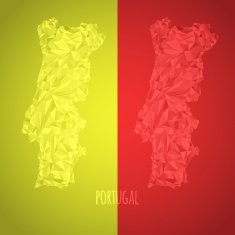 Low Poly Portugal Map with National Colors