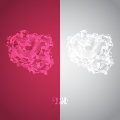 Low Poly Poland Map with National Colors
