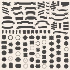 set of ribbons and frame badge label Vector templates