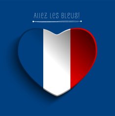 France Flag Heart Paper Sticker