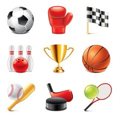 Vector of colorful sports-related icons
